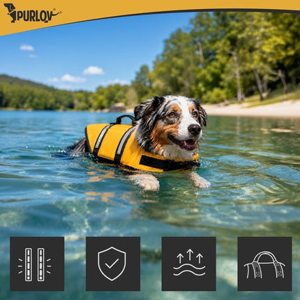 Plovací vesta pro psy L, žlutá, 10-20 kg, reflexní