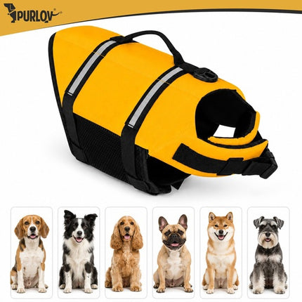 Plovací vesta pro psy L, žlutá, 10-20 kg, reflexní