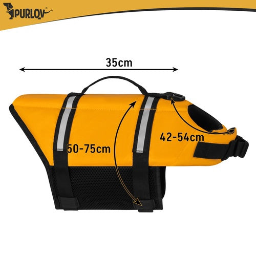 Plovací vesta pro psy L, žlutá, 10-20 kg, reflexní