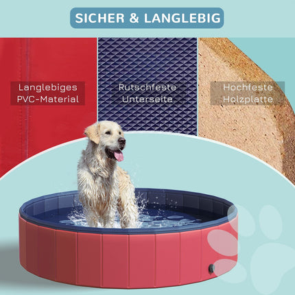 Velké brouzdaliště z PVC pro psy, Ø140x30 cm, červené