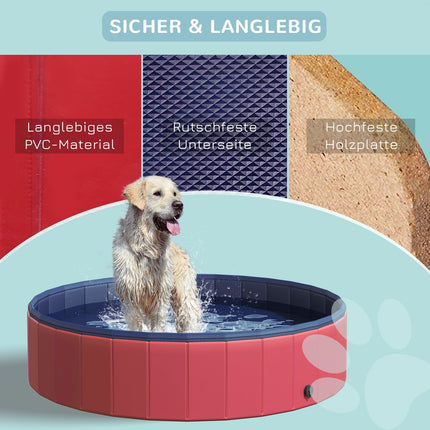 Velké brouzdaliště z PVC pro psy, Ø140x30 cm, červené
