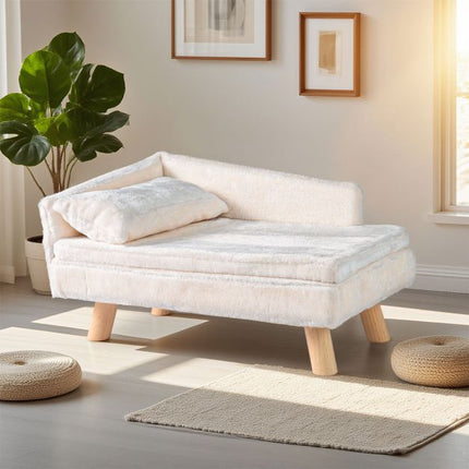 Dog Sofa Bed With Removable Cushion, Pillow, Wood Legs