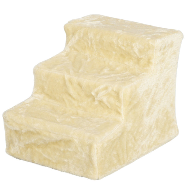 Schůdky pro mazlíčky 3 stupně, 35 cm, plyš, pro kočky/psy do 4.5 kg
