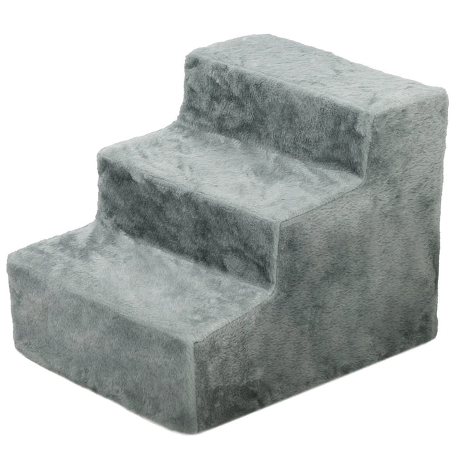 Schůdky pro mazlíčky 3stupňové plyšový vzhled, kočky a malí psi, 5 kg