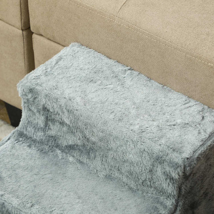 Schůdky pro mazlíčky 3stupňové plyšový vzhled, kočky a malí psi, 5 kg