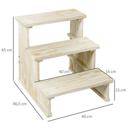 Schůdky pro mazlíčky, 3stupňové dřevěné, malí psi do 10 kg