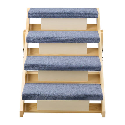 Dog Stairs, 4-Step Foldable Pine Wood, 150 lb Capacity