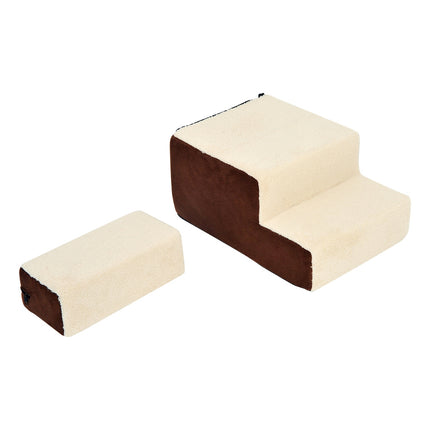 Pet ladder, 3-step plush beige, 54x40x39 cm