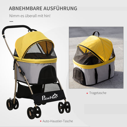 Collapsible dog carriage and carrier with cushion, mesh window