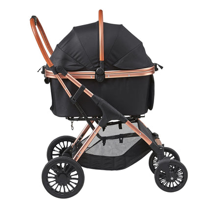 Dog Stroller, 66 lb, 4-Wheel Swivel, Brakes, Detachable Carrier