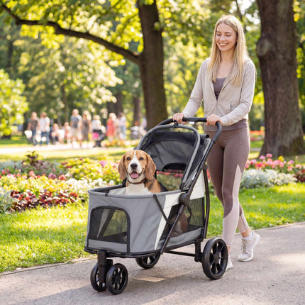 Kočárek pro psy s terénními koly, skládací, nosnost 20kg