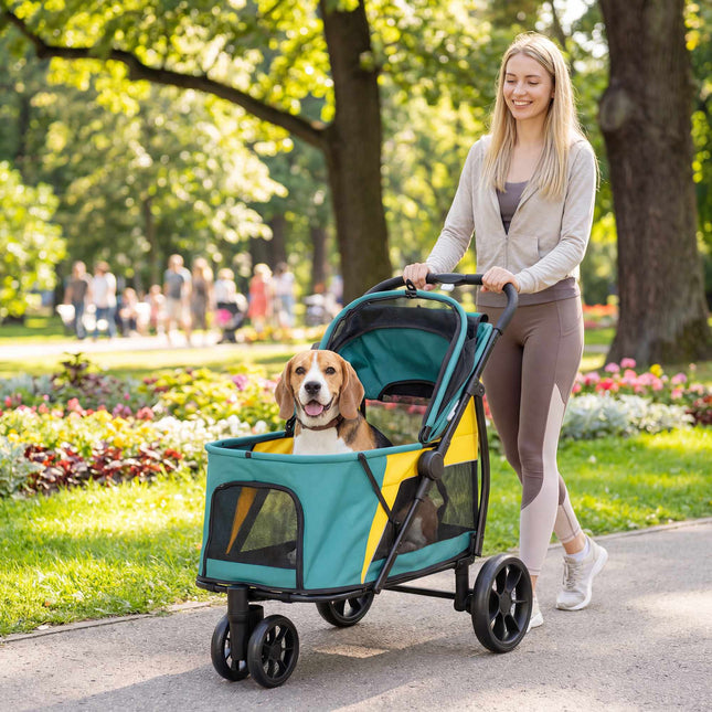Kočárek pro psy s terénními koly, skládací, nosnost 20kg