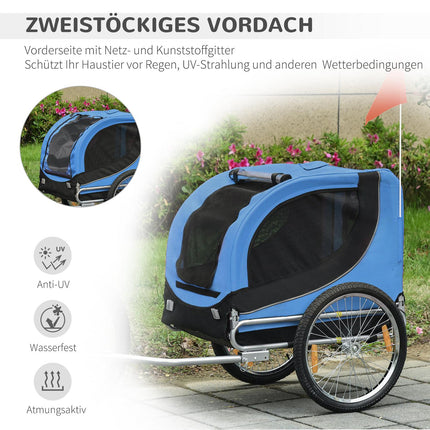 Dog bike trailer, Blue/Black, 130x73x90cm Transporter