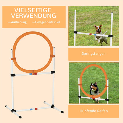 Dog Agility Training Jump Ring, Portable, White/Orange