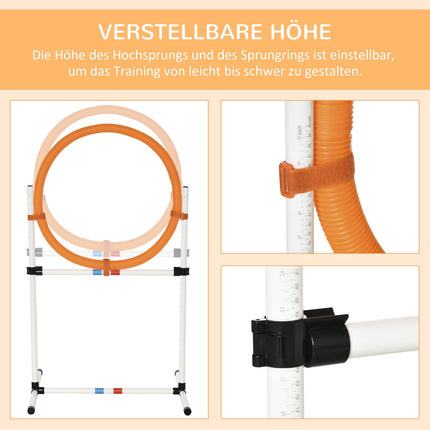 Dog Agility Training Jump Ring, Portable, White/Orange