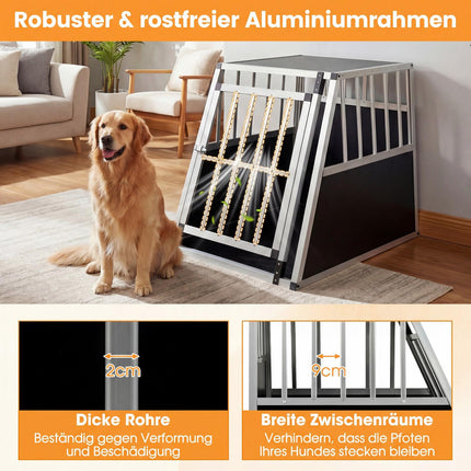 Dog Transport Box with Lockable Door & Divider, 91x65x69.5 cm