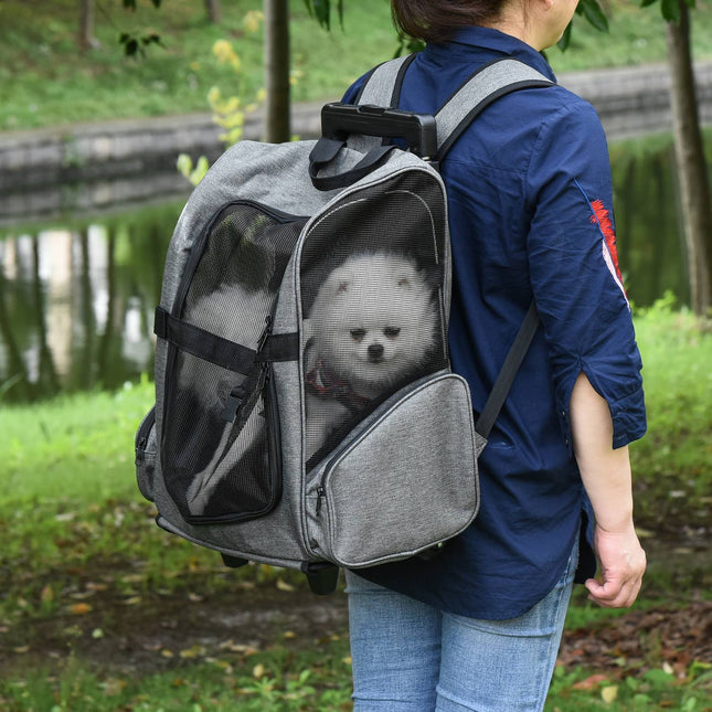 Batoh a přepravka pro mazlíčky 2 v 1, prodyšná tkanina, dvířka a okénko