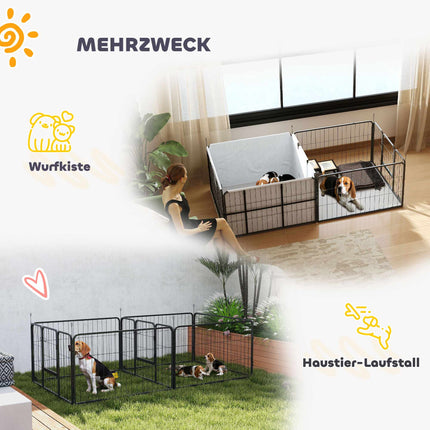 Porodní box pro psy, 7 panelů, ocelový rám, oxfordská tkanina