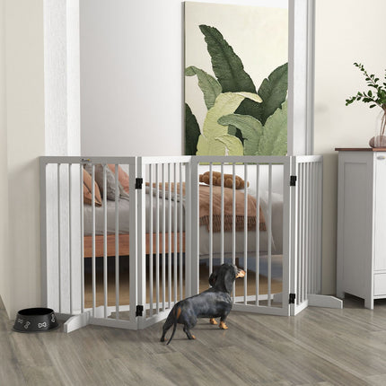 Skládací dřevěná zábrana pro psy – 4 panely s opěrnými nožkami