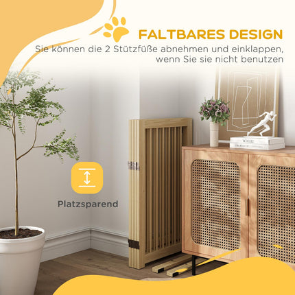 Folding wooden dog gate, 220x91cm, freestanding with door