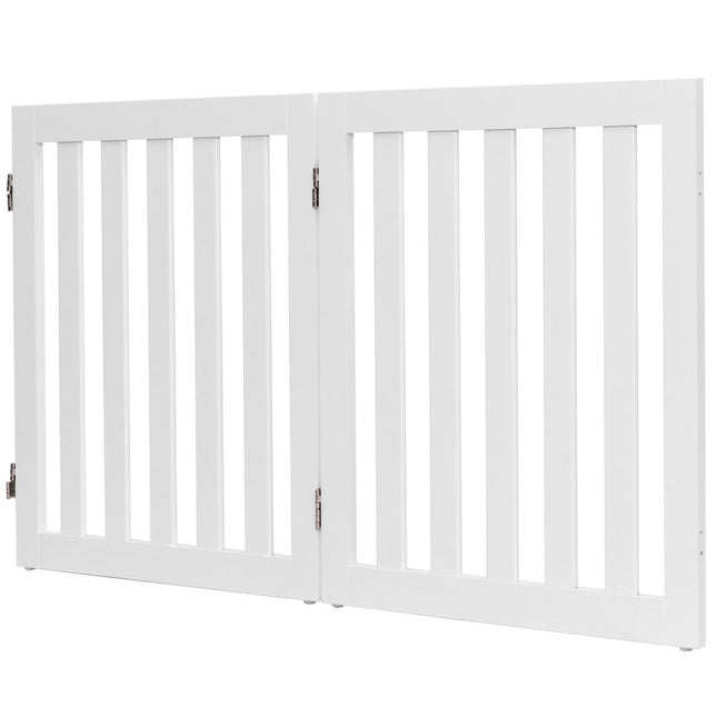 Dog barrier 60cm high protective gate wooden foldable 2 panels white