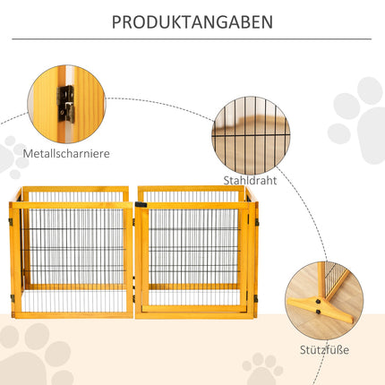 Adjustable Wooden Dog Gate - Collapsible Stair Barrier, 6 Panels