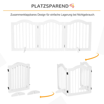 Zábrana pro psy, stabilní 3panelová z MDF, skládací, bílá