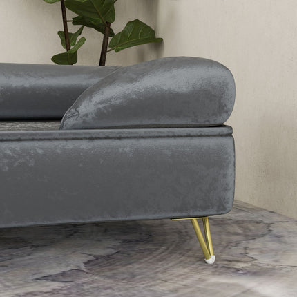 Velvet dog sofa, Grey, foldable, 76x53.5x34cm