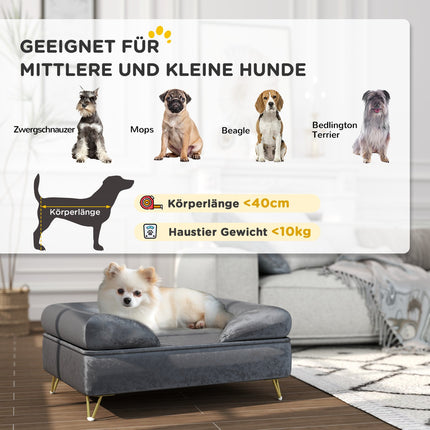 Velvet dog sofa, Grey, foldable, 76x53.5x34cm