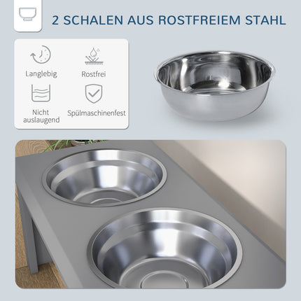 Vyvýšené misky pro mazlíčky, nerezová ocel, snadné čištění, objem 2L