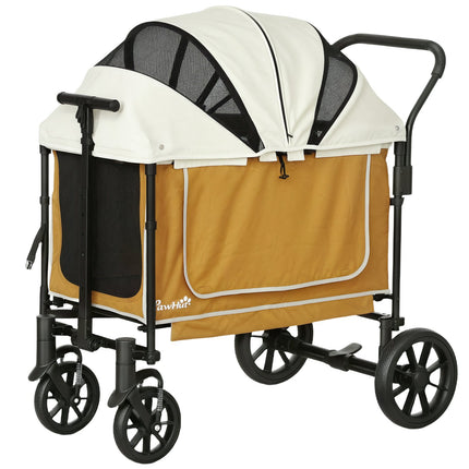 Kočárek pro psy skládací pro psy a kočky do 30 kg 110 x 65 x 102 cm hnědý
