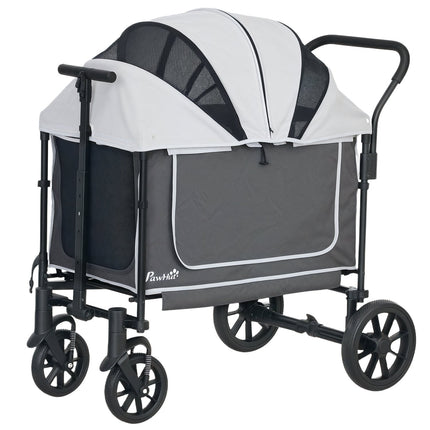 Kočárek pro psy skládací pro psy a kočky do 30 kg 110 x 65 x 102 cm tmavě šedý