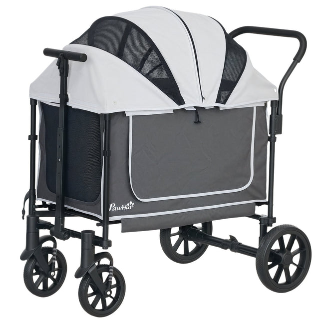 Kočárek pro psy skládací pro psy a kočky do 30 kg 110 x 65 x 102 cm tmavě šedý
