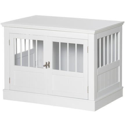 Klec pro psy, nábytek se 3 dvířky, psí bouda, psí box do domácnosti, 78 x 53 x 59.3 cm, bílá