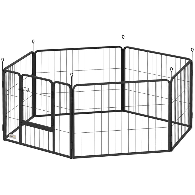Hondenhek, huisdieromheining, 6 panelen, staal, opvouwbaar, grijs
