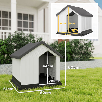 Weatherproof Dog House with Window, Asphalt Roof 62x61x60 cm