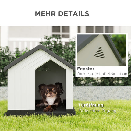Weatherproof Dog House with Window, Asphalt Roof 62x61x60 cm