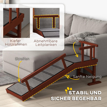 Dog ramp with removable rails, non-slip, supports 30 kg