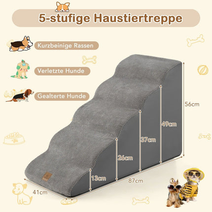 Schůdky pro psy 5 stupňů protiskluzové psí schůdky z šedé pěny