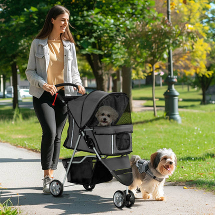 Skládací vozík pro psy a kočky do 10 kg, tmavě šedá