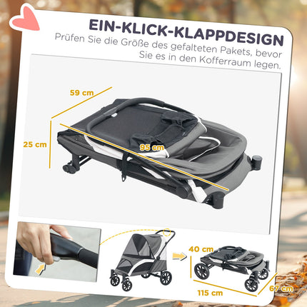 Skládací kočárek pro velké psy a kočky do 30 kg