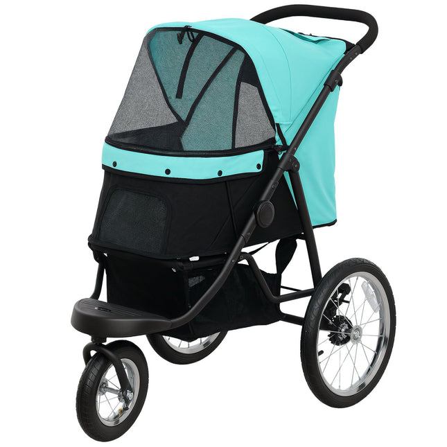 Kočárek pro psy Jogger, skládací, pro mazlíčky do 10 kg, tyrkysový