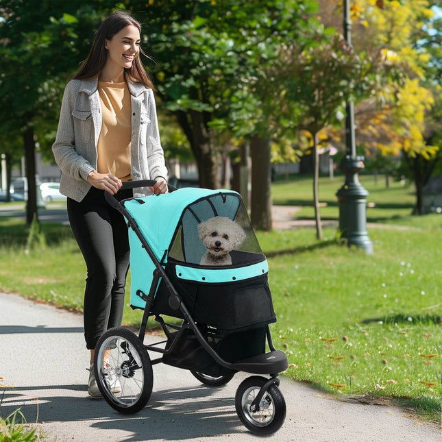 Kočárek pro psy Jogger, skládací, pro mazlíčky do 10 kg, tyrkysový