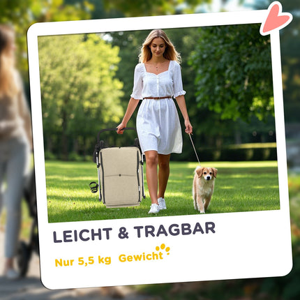 Skládací hliníkový vozík pro mazlíčky do 10 kg, khaki