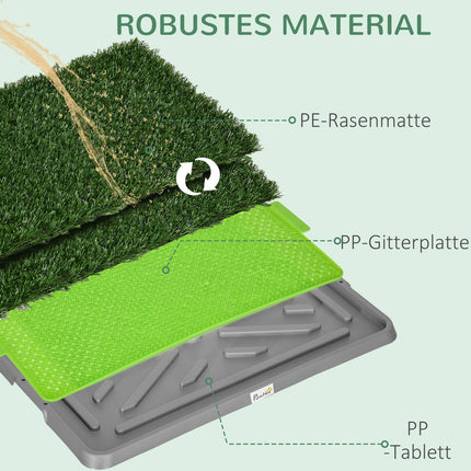 Dog potty training tray with 2 grass mats, 67 x 41 cm