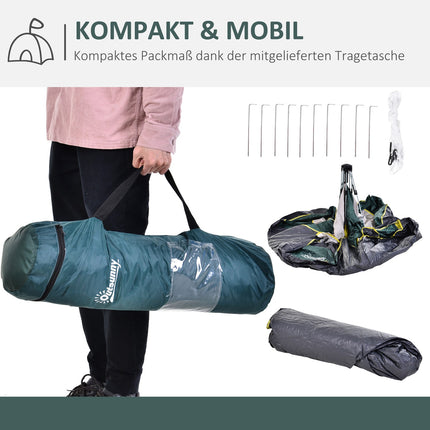 Kupolový stan pro 3 osoby, voděodolný polyester, zelený, 205x195x135cm