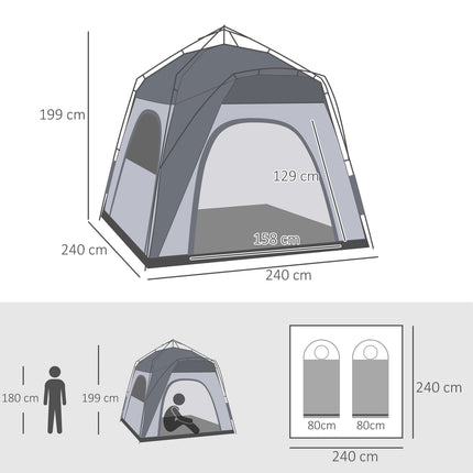 4-person dome tent, lightweight and waterproof for camping