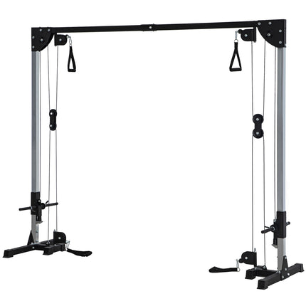 Kladková posilovací stanice domů, závaží až 50 kg na stranu, kladková stanice s madly, samostojná kladková věž na cvičení home gym 245 x 207 cm
