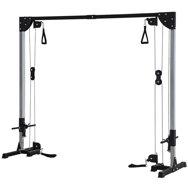 Cable pull Power station for the home, insert weights up to 50 kg load per side, cable pull station with handles, freestanding cable tower cable pull tower for exercises home gym 245 x 207 cm