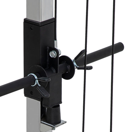 Kladková posilovací stanice domů, závaží až 50 kg na stranu, kladková stanice s madly, samostojná kladková věž na cvičení home gym 245 x 207 cm